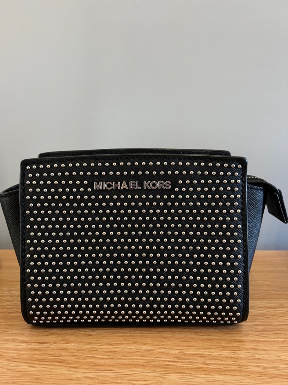 Michael Kors Black Studded Saffiano Crossbody